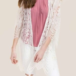 Francescas Miami Lace Duster Kimono Green Boho Bride Swim Party Beach Casual S